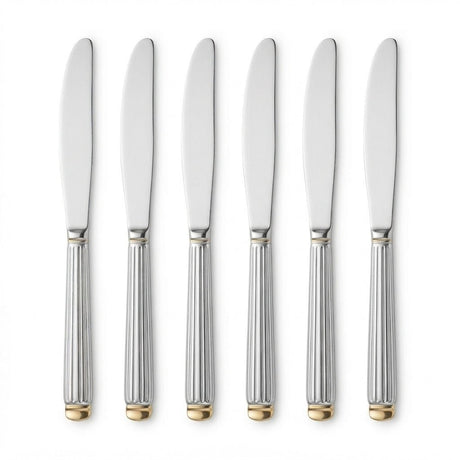 Stainless Steel Dinner Knife Set of 6 – 23cm Silver & Gold Accent - Al Kabayel Discount CentreStainless Steel Dinner Knife Set of 6 – 23cm Silver & Gold AccentKnife & Knife SetsAKDCAl Kabayel Discount Centre
