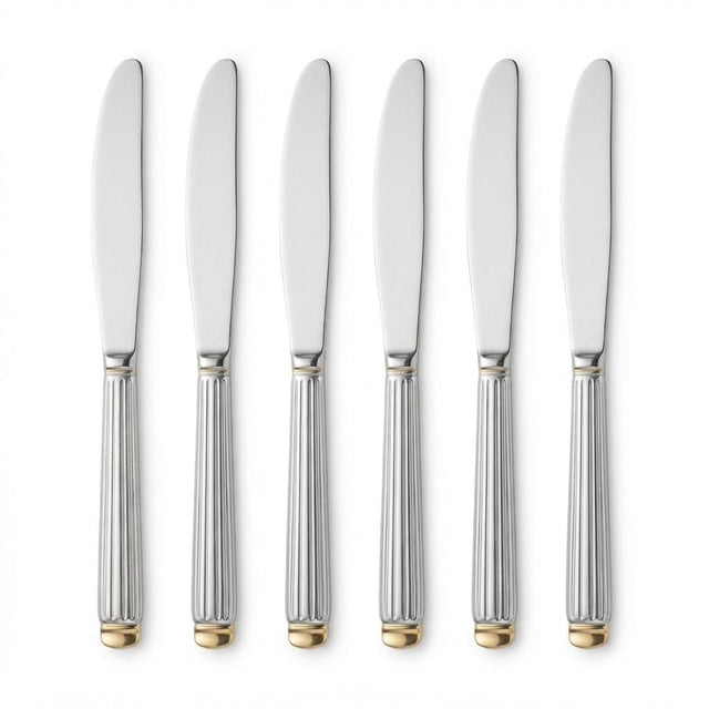 Stainless Steel Dinner Knife Set of 6 – 23cm Silver & Gold Accent - Al Kabayel Discount CentreStainless Steel Dinner Knife Set of 6 – 23cm Silver & Gold AccentKnife & Knife SetsAKDCAl Kabayel Discount Centre