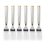 Stainless Steel Fork Set of 6 – 15cm Silver & Gold Accent - Al Kabayel Discount CentreStainless Steel Fork Set of 6 – 15cm Silver & Gold AccentForkAKDCAl Kabayel Discount Centre