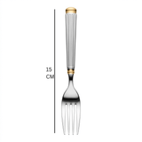 Stainless Steel Fork Set of 6 – 15cm Silver & Gold Accent - Al Kabayel Discount CentreStainless Steel Fork Set of 6 – 15cm Silver & Gold AccentForkAKDCAl Kabayel Discount Centre
