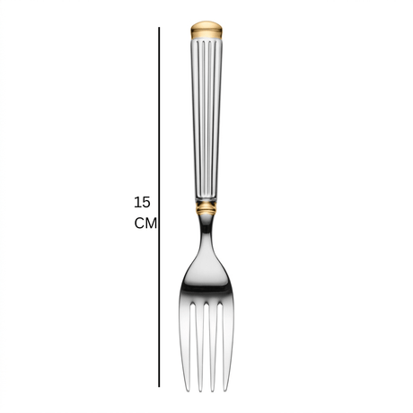 Stainless Steel Fork Set of 6 – 15cm Silver & Gold Accent - Al Kabayel Discount CentreStainless Steel Fork Set of 6 – 15cm Silver & Gold AccentForkAKDCAl Kabayel Discount Centre