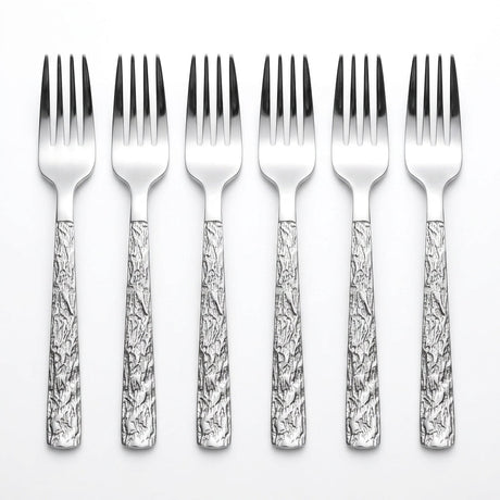 Stainless Steel Fork Set of 6 - 15cm Silver Textured Handle - Al Kabayel Discount CentreStainless Steel Fork Set of 6 - 15cm Silver Textured HandleForkAKDCAl Kabayel Discount Centre