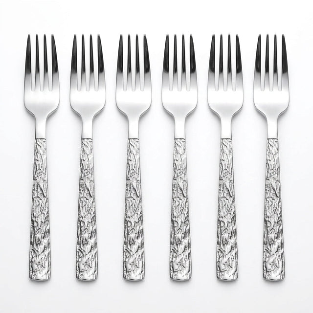 Stainless Steel Fork Set of 6 - 20.5cm Silver Textured Handle - Al Kabayel Discount CentreStainless Steel Fork Set of 6 - 20.5cm Silver Textured HandleForkAKDCAl Kabayel Discount Centre