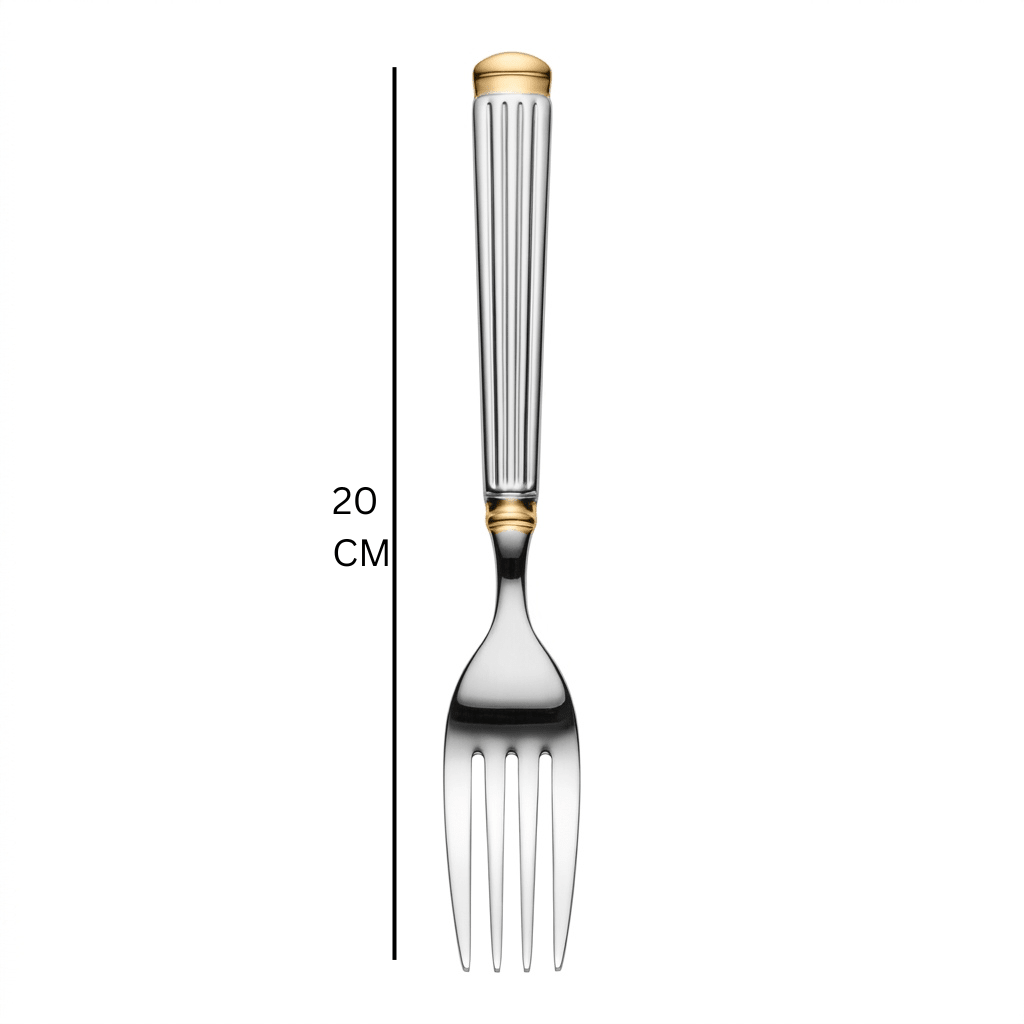 Stainless Steel Fork Set of 6 – 20cm Silver & Gold Accent - Al Kabayel Discount CentreStainless Steel Fork Set of 6 – 20cm Silver & Gold AccentForkAKDCAl Kabayel Discount Centre