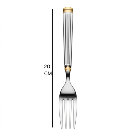 Stainless Steel Fork Set of 6 – 20cm Silver & Gold Accent - Al Kabayel Discount CentreStainless Steel Fork Set of 6 – 20cm Silver & Gold AccentForkAKDCAl Kabayel Discount Centre