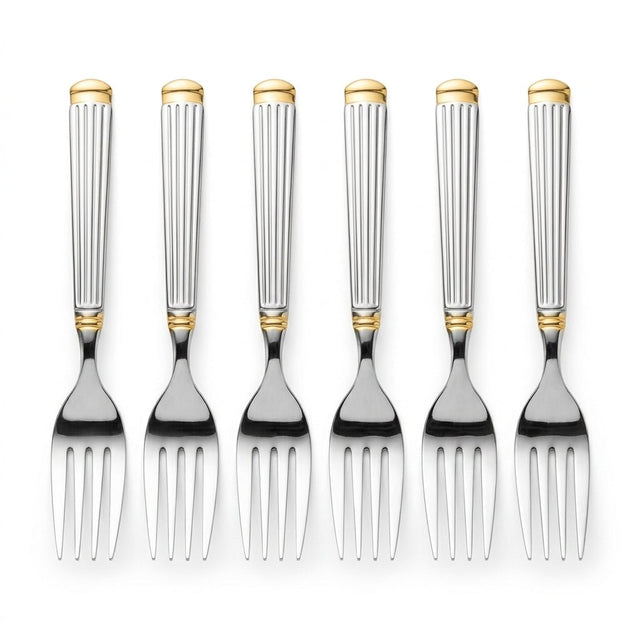 Stainless Steel Fork Set of 6 – 20cm Silver & Gold Accent - Al Kabayel Discount CentreStainless Steel Fork Set of 6 – 20cm Silver & Gold AccentForkAKDCAl Kabayel Discount Centre
