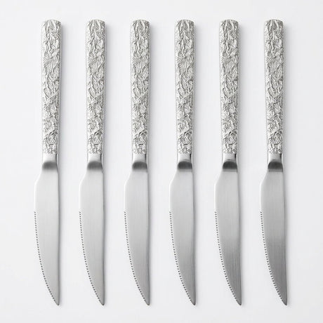 Stainless Steel Knife Set of 6 - 23cm Silver Textured Handle - Al Kabayel Discount CentreStainless Steel Knife Set of 6 - 23cm Silver Textured HandleKnife & Knife SetsAKDCAl Kabayel Discount Centre