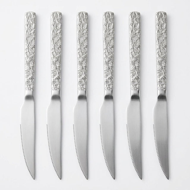 Stainless Steel Knife Set of 6 - 23cm Silver Textured Handle - Al Kabayel Discount CentreStainless Steel Knife Set of 6 - 23cm Silver Textured HandleKnife & Knife SetsAKDCAl Kabayel Discount Centre