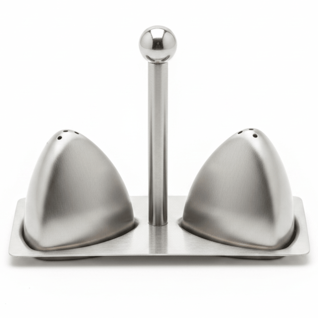 Stainless Steel Salt & Pepper Shaker Set with Stand | Brushed Silver | 6×2cm & 7×5cm - Al Kabayel Discount CentreStainless Steel Salt & Pepper Shaker Set with Stand | Brushed Silver | 6×2cm & 7×5cmKitchen Utensils & GadgetsAKDCAl Kabayel Discount Centre