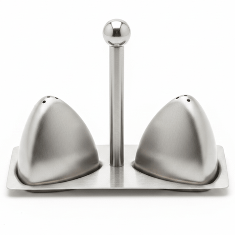 Stainless Steel Salt & Pepper Shaker Set with Stand | Brushed Silver | 6×2cm & 7×5cm - Al Kabayel Discount CentreStainless Steel Salt & Pepper Shaker Set with Stand | Brushed Silver | 6×2cm & 7×5cmKitchen Utensils & GadgetsAKDCAl Kabayel Discount Centre
