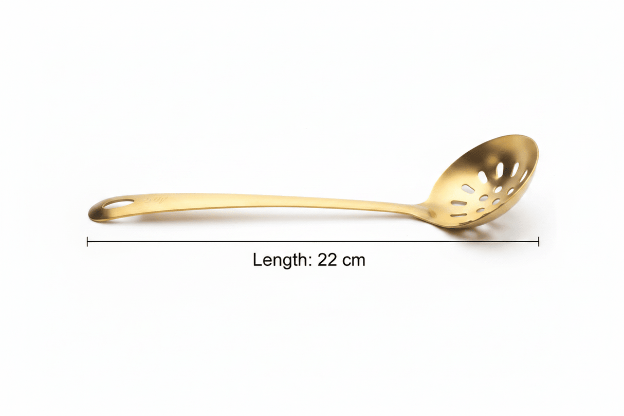 Stainless Steel Slotted Ladle 22cm – Gold - Al Kabayel Discount CentreStainless Steel Slotted Ladle 22cm – GoldLadle SpoonAKDCAl Kabayel Discount Centre