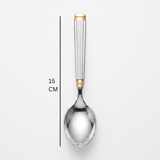 Stainless Steel Spoon Set of 6 – 15cm Silver & Gold Accent - Al Kabayel Discount CentreStainless Steel Spoon Set of 6 – 15cm Silver & Gold AccentSpoonsAKDCAl Kabayel Discount Centre