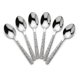 Stainless Steel Spoon Set of 6 - 15cm Silver Textured Handle - Al Kabayel Discount CentreStainless Steel Spoon Set of 6 - 15cm Silver Textured HandleSpoonsAKDCAl Kabayel Discount Centre
