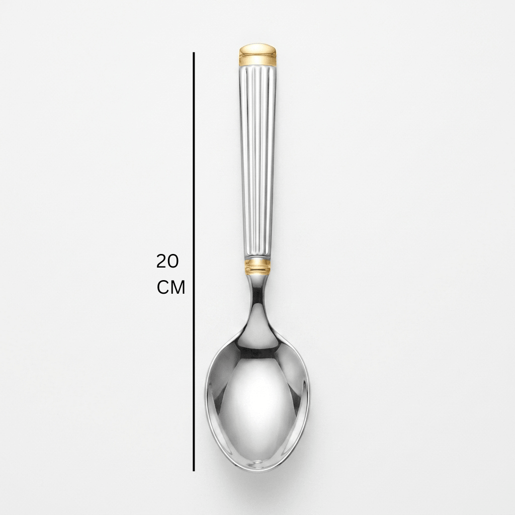Stainless Steel Spoon Set of 6 – 20cm Silver & Gold Accent - Al Kabayel Discount CentreStainless Steel Spoon Set of 6 – 20cm Silver & Gold AccentSpoonsAKDCAl Kabayel Discount Centre