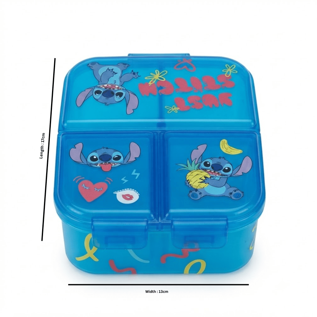 Stor Blue Stitch 3-Section Plastic Lunch Box - 17×13cm - Al Kabayel Discount CentreStor Blue Stitch 3-Section Plastic Lunch Box - 17×13cmLunch BoxSTORAl Kabayel Discount Centre