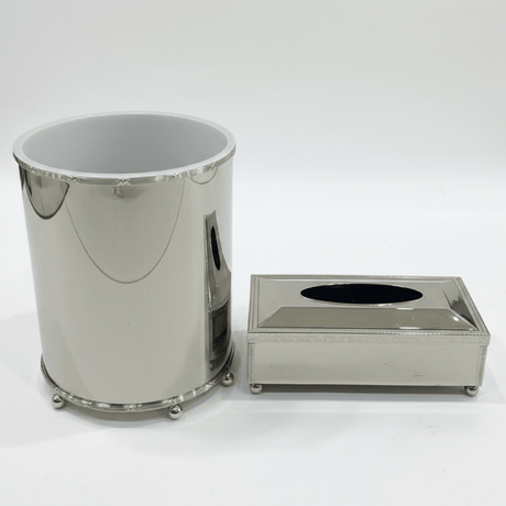 Stylish Acrylic Dustbin with Silver Base and Matching Tissue Box Set – Contemporary Design – 27 × 22 cm & 26 × 13 cm - Al Kabayel Discount CentreStylish Acrylic Dustbin with Silver Base and Matching Tissue Box Set – Contemporary Design – 27 × 22 cm & 26 × 13 cmOrganizers & AccessoriesAKDCAl Kabayel Discount Centre
