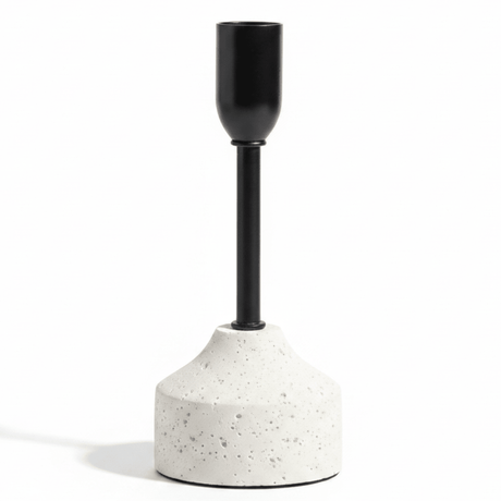 Stylish Black Metal Candle Holder with White Chalk Base for Modern Interiors – 17cm - Al Kabayel Discount CentreStylish Black Metal Candle Holder with White Chalk Base for Modern Interiors – 17cmHome Décor AccentsAKDCAl Kabayel Discount Centre