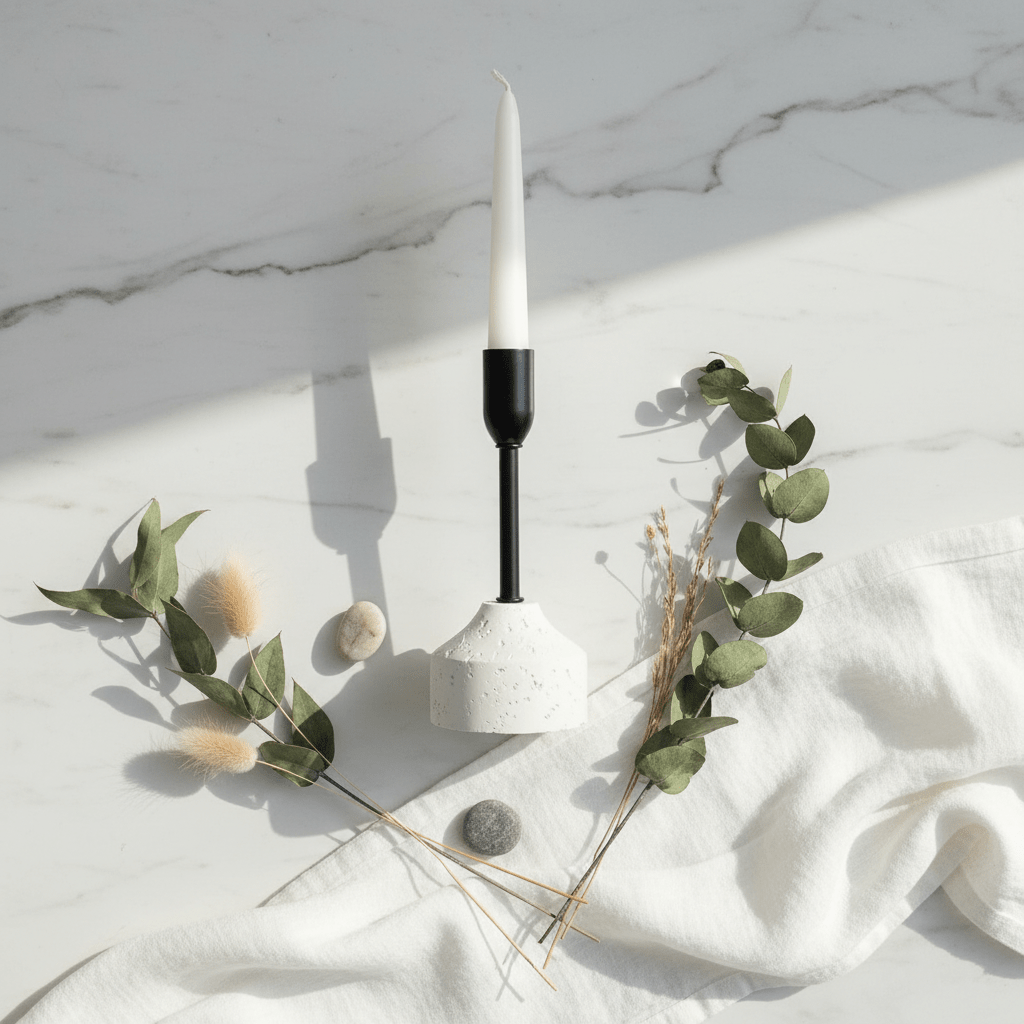 Stylish Black Metal Candle Holder with White Chalk Base for Modern Interiors – 17cm - Al Kabayel Discount CentreStylish Black Metal Candle Holder with White Chalk Base for Modern Interiors – 17cmHome Décor AccentsAKDCAl Kabayel Discount Centre