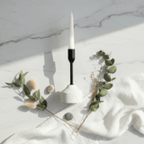 Stylish Black Metal Candle Holder with White Chalk Base for Modern Interiors – 17cm - Al Kabayel Discount CentreStylish Black Metal Candle Holder with White Chalk Base for Modern Interiors – 17cmHome Décor AccentsAKDCAl Kabayel Discount Centre