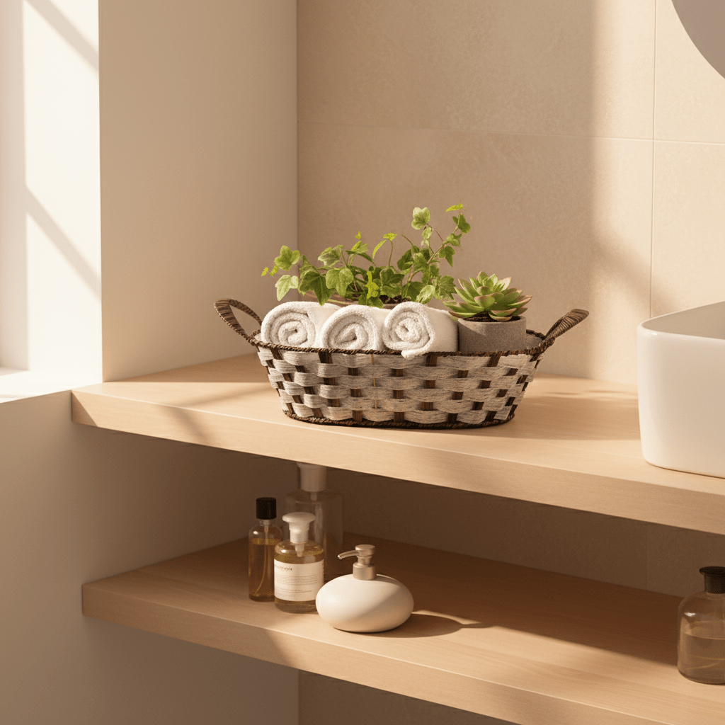 Stylish Grey & Brown Oval Rattan Utility Basket with Comfortable Handle for Storage Display and Organizing 31×24 cm - Al Kabayel Discount CentreStylish Grey & Brown Oval Rattan Utility Basket with Comfortable Handle for Storage Display and Organizing 31×24 cmRattanAKDCAl Kabayel Discount Centre