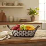 Stylish Grey & Brown Oval Rattan Utility Basket with Comfortable Handle for Storage Display and Organizing 31×24 cm - Al Kabayel Discount CentreStylish Grey & Brown Oval Rattan Utility Basket with Comfortable Handle for Storage Display and Organizing 31×24 cmRattanAKDCAl Kabayel Discount Centre