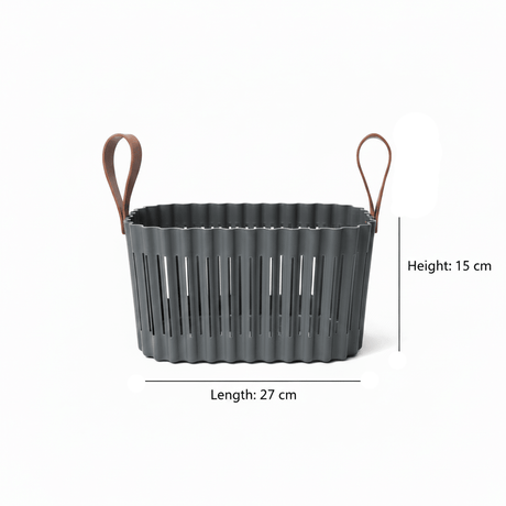 Sun Plast Plastic Basket with Handle - 15 × 27 × 18 cm - Grey / Cream - Al Kabayel Discount CentreSun Plast Plastic Basket with Handle - 15 × 27 × 18 cm - Grey / CreamOrganizers & AccessoriesSUNPLASTAl Kabayel Discount Centre