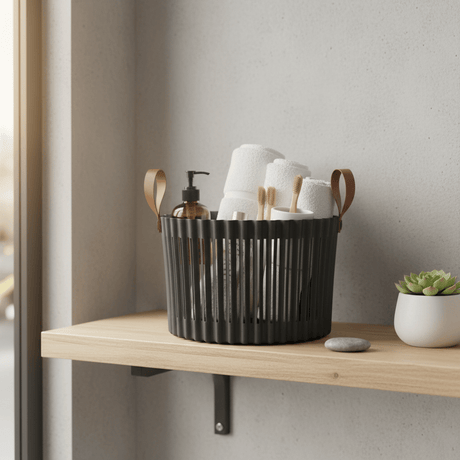 Sun Plast Ribbed Plastic Basket with Handles - 18×24cm - Grey / Brown - Al Kabayel Discount CentreSun Plast Ribbed Plastic Basket with Handles - 18×24cm - Grey / BrownOrganizers & AccessoriesSUN PLASTAl Kabayel Discount Centre