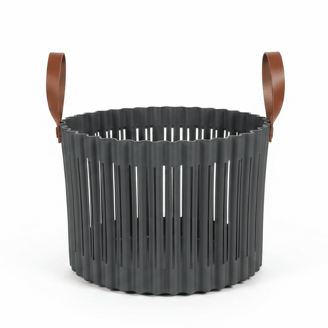 Sun Plast Ribbed Plastic Basket with Handles - 18×24cm - Grey / Brown - Al Kabayel Discount CentreSun Plast Ribbed Plastic Basket with Handles - 18×24cm - Grey / BrownOrganizers & AccessoriesSUN PLASTAl Kabayel Discount Centre