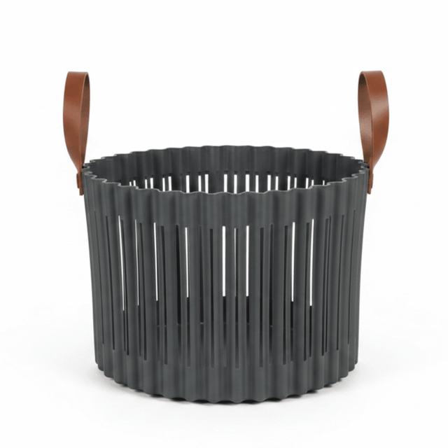 Sun Plast Ribbed Plastic Basket with Handles - 18×24cm - Grey / Brown - Al Kabayel Discount CentreSun Plast Ribbed Plastic Basket with Handles - 18×24cm - Grey / BrownOrganizers & AccessoriesSUN PLASTAl Kabayel Discount Centre