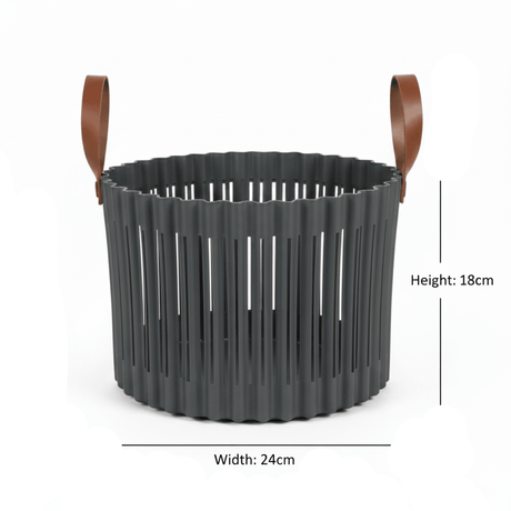 Sun Plast Ribbed Plastic Basket with Handles - 18×24cm - Grey / Brown - Al Kabayel Discount CentreSun Plast Ribbed Plastic Basket with Handles - 18×24cm - Grey / BrownOrganizers & AccessoriesSUN PLASTAl Kabayel Discount Centre