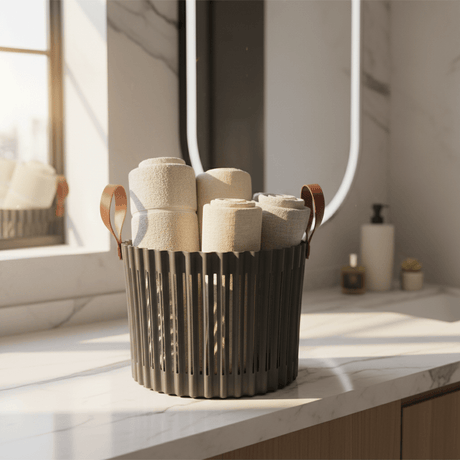 Sun Plast Ribbed Plastic Basket with Handles - 18×24cm - Grey / Brown - Al Kabayel Discount CentreSun Plast Ribbed Plastic Basket with Handles - 18×24cm - Grey / BrownOrganizers & AccessoriesSUN PLASTAl Kabayel Discount Centre