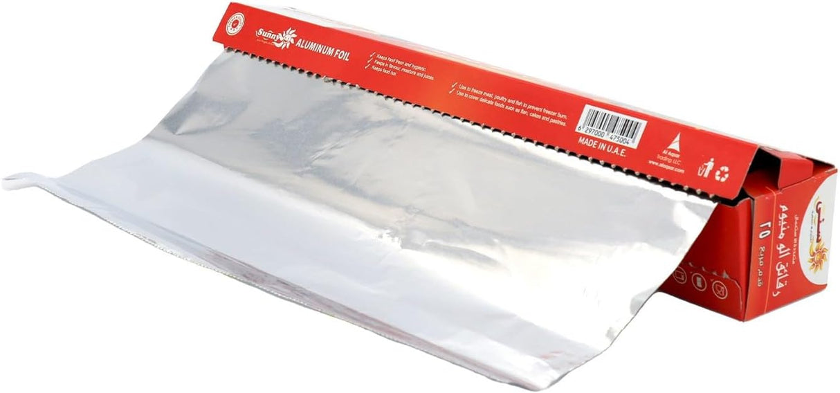 Sunny Multi - Purpose Heavy Duty Aluminium Foil 30cm Width, 25sq.ft, Cooking - Storing - Wrapping - Al Kabayel Discount CentreSunny Multi - Purpose Heavy Duty Aluminium Foil 30cm Width, 25sq.ft, Cooking - Storing - WrappingJars & Food SaversSUNNYAl Kabayel Discount Centre