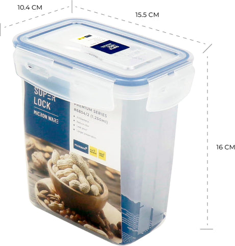SUPER LOCK Air - Tight Food Container 1250ml, 10.4cm*15.5cm*16cm - Al Kabayel Discount CentreSUPER LOCK Air - Tight Food Container 1250ml, 10.4cm*15.5cm*16cmFood ContainersSUPER LOCKAl Kabayel Discount Centre