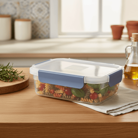 Super Lock Plastic Rectangular Food Container With Lid 1300ml - Blue&Transparent - Al Kabayel Discount CentreSuper Lock Plastic Rectangular Food Container With Lid 1300ml - Blue&TransparentFood ContainersSuper LockAl Kabayel Discount Centre