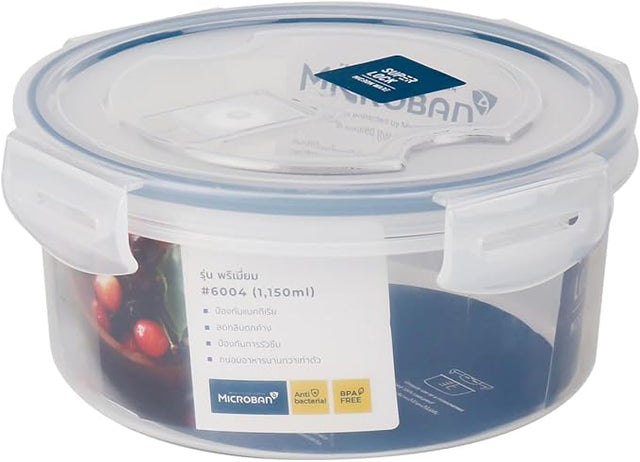 Super Lock Plastic Round Food Container With Lid 1100ml - Blue&Transparent - Al Kabayel Discount CentreSuper Lock Plastic Round Food Container With Lid 1100ml - Blue&TransparentFood ContainersSuper LockAl Kabayel Discount Centre