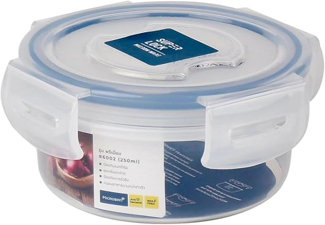 Super Lock Plastic Round Food Container With Lid 250ml - Blue&Transparent - Al Kabayel Discount CentreSuper Lock Plastic Round Food Container With Lid 250ml - Blue&TransparentFood ContainersSuper LockAl Kabayel Discount Centre