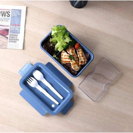 SUPER LOCK Wheat Straw Eco Rectangular Lunch Box 1000ml with Cutlery, Blue - Al Kabayel Discount CentreSUPER LOCK Wheat Straw Eco Rectangular Lunch Box 1000ml with Cutlery, BlueFood ContainersSUPER LOCKAl Kabayel Discount Centre