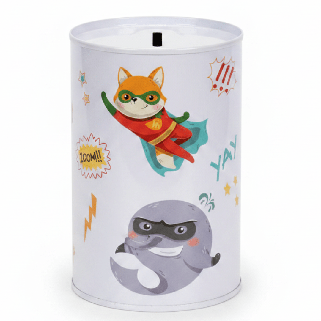 Superhero Cartoon Metal Coin Bank – 12.5cm | Kids Savings Tin Box - Al Kabayel Discount CentreSuperhero Cartoon Metal Coin Bank – 12.5cm | Kids Savings Tin BoxOrganizers & AccessoriesAKDCAl Kabayel Discount Centre