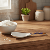 Supreme White Melamine Rice Spoon with Royal Blue & Golden Checkered Design, Durable Kitchen Serving Utensil – 8.5 Inch - Al Kabayel Discount CentreSupreme White Melamine Rice Spoon with Royal Blue & Golden Checkered Design, Durable Kitchen Serving Utensil – 8.5 InchSpatulas And SpoonsSUPREMEAl Kabayel Discount Centre