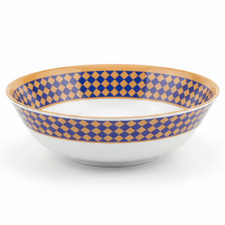 Supreme White Melamine Soup Bowl with Royal Blue & Golden Checkered Design, Strong Reusable Soup Bowl – 7.25 Inch - Al Kabayel Discount CentreSupreme White Melamine Soup Bowl with Royal Blue & Golden Checkered Design, Strong Reusable Soup Bowl – 7.25 InchBowlsSUPREMEAl Kabayel Discount Centre