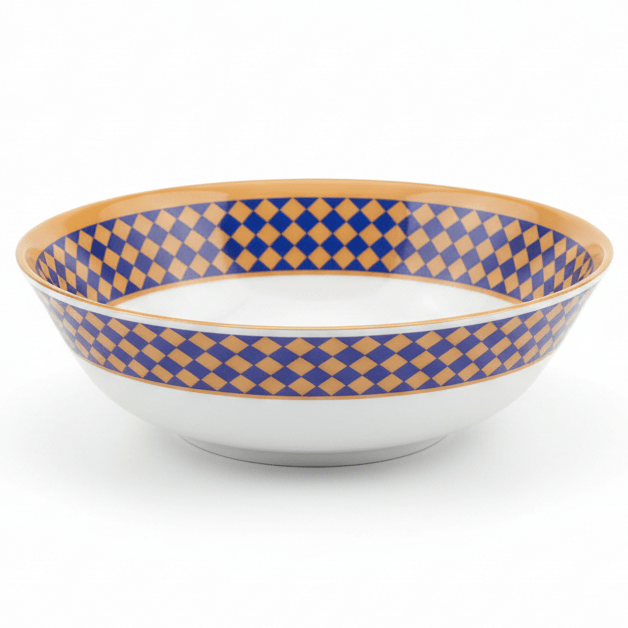 Supreme White Melamine Soup Bowl with Royal Blue & Golden Checkered Design, Strong Reusable Soup Bowl – 7.25 Inch - Al Kabayel Discount CentreSupreme White Melamine Soup Bowl with Royal Blue & Golden Checkered Design, Strong Reusable Soup Bowl – 7.25 InchBowlsSUPREMEAl Kabayel Discount Centre