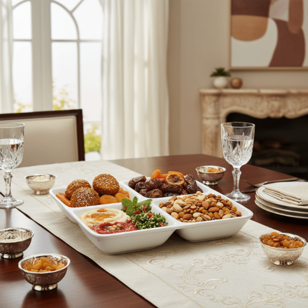 Symphony Collection – 24 cm White Ceramic Three - Section Square Tray & Platter - Al Kabayel Discount CentreSymphony Collection – 24 cm White Ceramic Three - Section Square Tray & PlatterPlatesSYMPHONYAl Kabayel Discount Centre