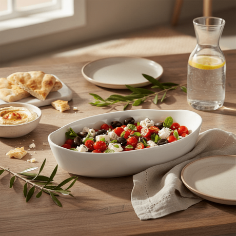 Symphony Collection – 30 cm White Ceramic Alfresco Shallow Serving Bowl with Handles - Al Kabayel Discount CentreSymphony Collection – 30 cm White Ceramic Alfresco Shallow Serving Bowl with HandlesBowlsSYMPHONYAl Kabayel Discount Centre
