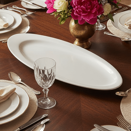 Symphony Collection – 33 cm White Ceramic Oval Serving Platter - Al Kabayel Discount CentreSymphony Collection – 33 cm White Ceramic Oval Serving PlatterPlatesSYMPHONYAl Kabayel Discount Centre