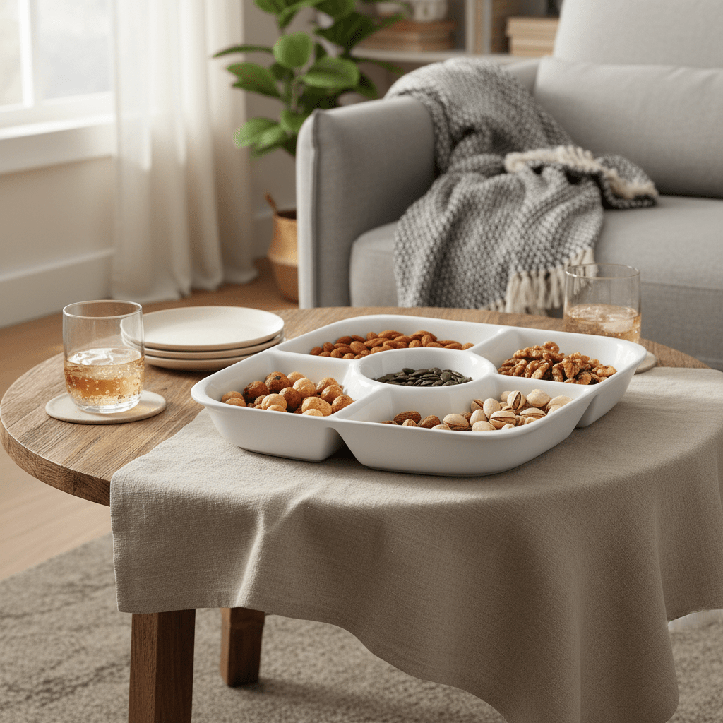 Symphony Collection – 37 cm White Ceramic Five - Section Square Plate - Al Kabayel Discount CentreSymphony Collection – 37 cm White Ceramic Five - Section Square PlatePlatesSYMPHONYAl Kabayel Discount Centre