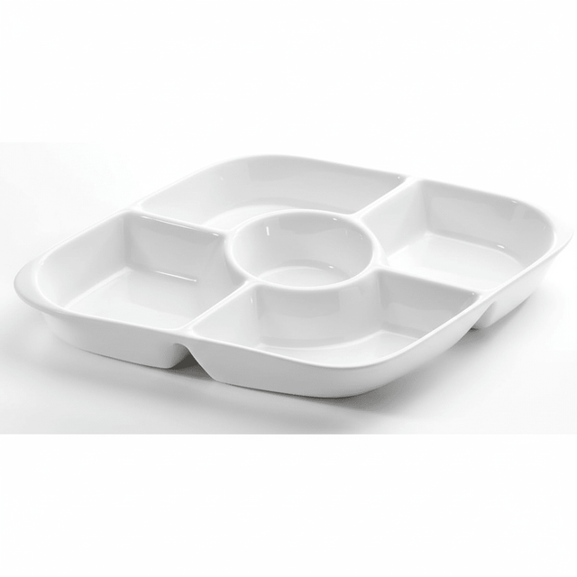 Symphony Collection – 37 cm White Ceramic Five - Section Square Plate - Al Kabayel Discount CentreSymphony Collection – 37 cm White Ceramic Five - Section Square PlatePlatesSYMPHONYAl Kabayel Discount Centre