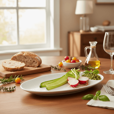 Symphony Collection – White Ceramic Two - Section Oval Plate (28 x 16 cm) - Al Kabayel Discount CentreSymphony Collection – White Ceramic Two - Section Oval Plate (28 x 16 cm)PlatesSYMPHONYAl Kabayel Discount Centre