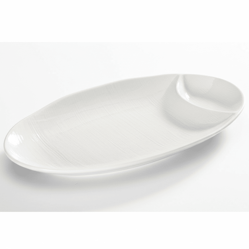 Symphony Collection – White Ceramic Two - Section Oval Plate (28 x 16 cm) - Al Kabayel Discount CentreSymphony Collection – White Ceramic Two - Section Oval Plate (28 x 16 cm)PlatesSYMPHONYAl Kabayel Discount Centre