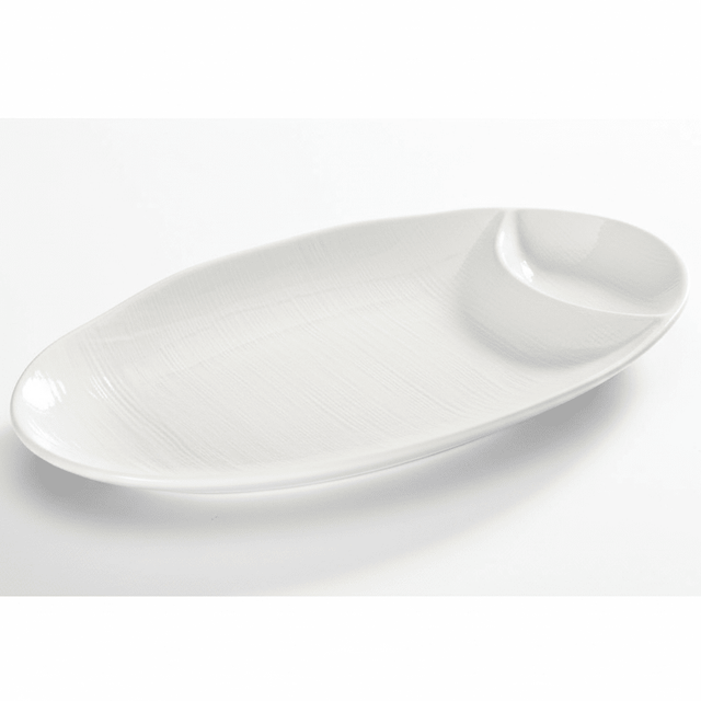 Symphony Collection – White Ceramic Two - Section Oval Plate (28 x 16 cm) - Al Kabayel Discount CentreSymphony Collection – White Ceramic Two - Section Oval Plate (28 x 16 cm)PlatesSYMPHONYAl Kabayel Discount Centre
