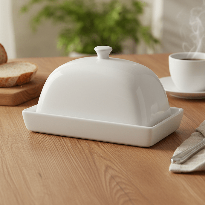 Symphony Elegant Rectangular White Ceramic Butter Dish - Al Kabayel Discount CentreSymphony Elegant Rectangular White Ceramic Butter DishServing TraysSYMPHONYAl Kabayel Discount Centre
